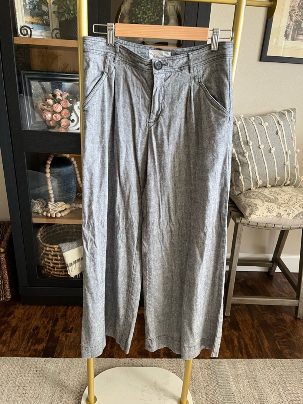 Anthropologie Wide-Leg Pants in Heather Gray
